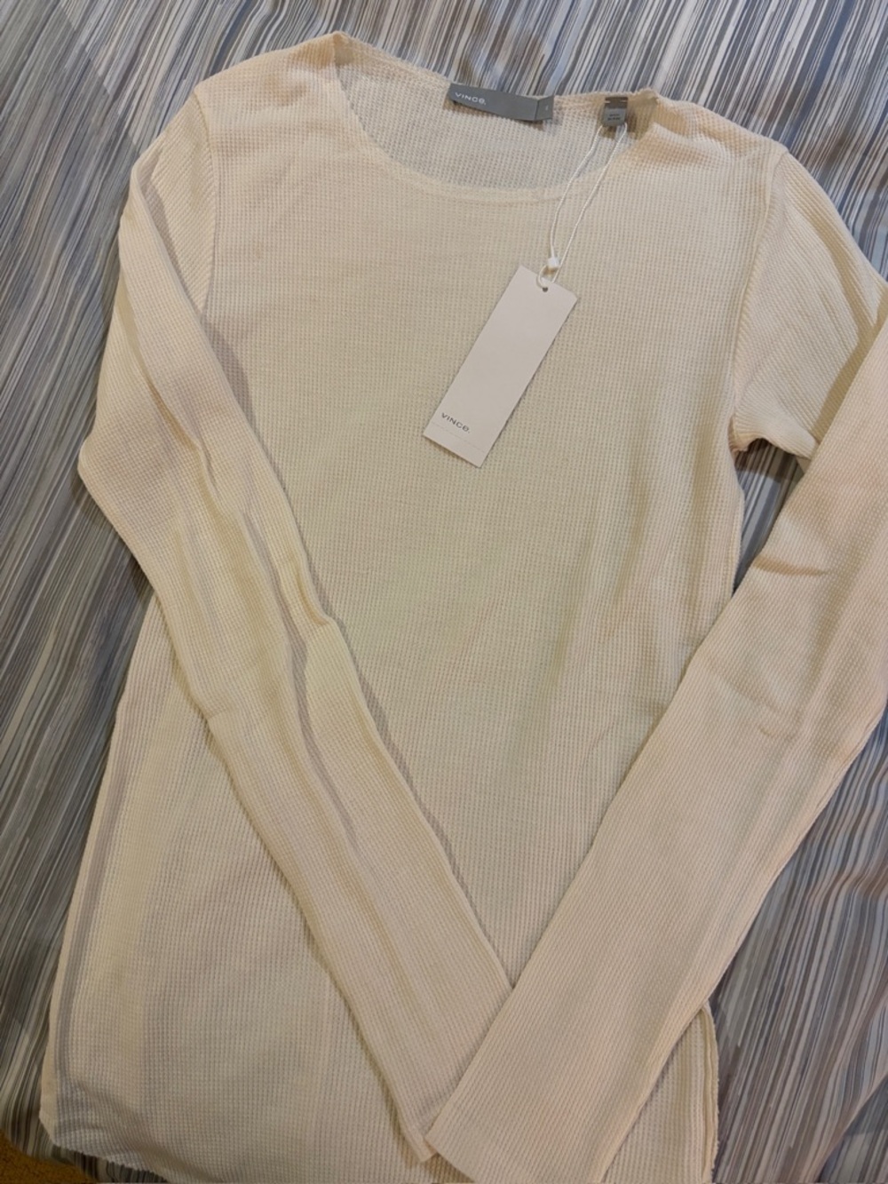NWT Vince Cream Thermal Crewneck Long Sleeve Top